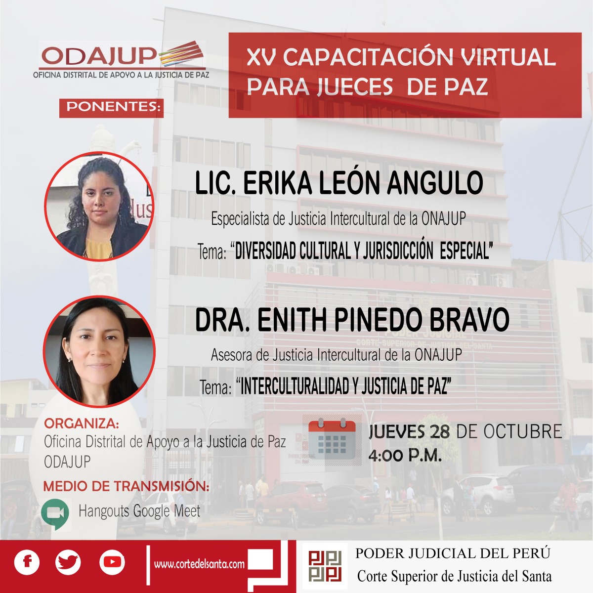 XV CAPACITACIÃ“N VIRTUAL PARA JUECES DE PAZ