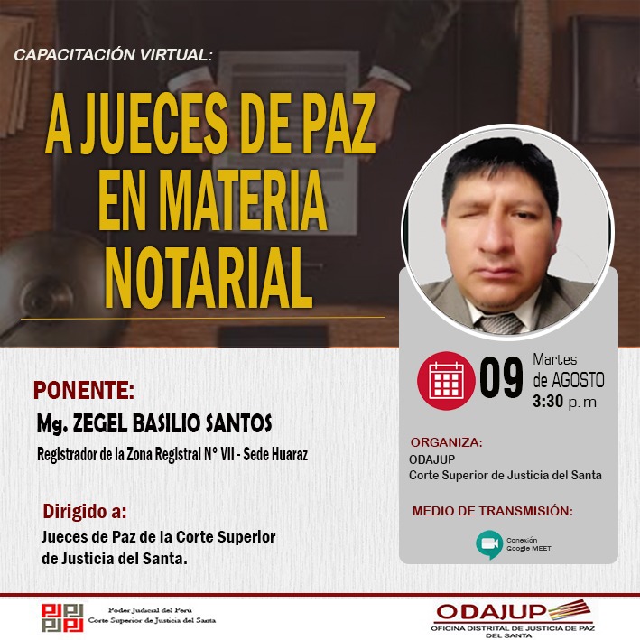 CAPACITACIÃ“N VIRTUAL A JUECES DE PAZ EN MATERIA NOTARIAL