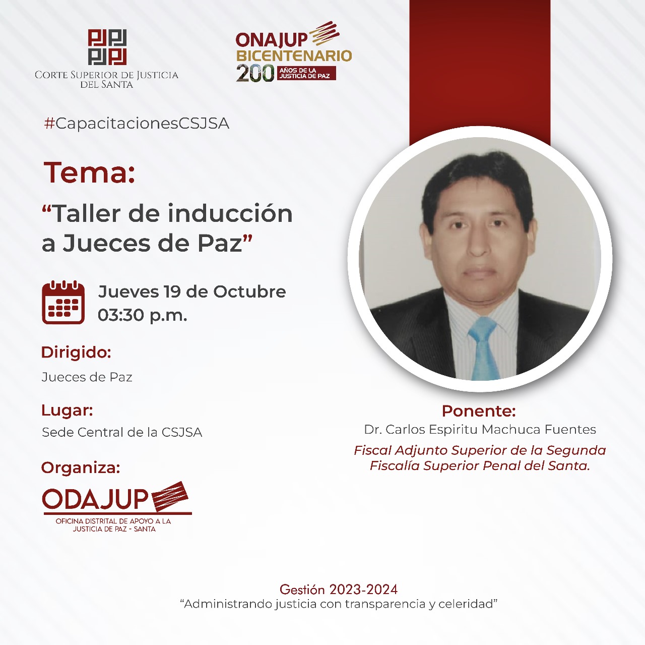 TALLER DE INDUCCIÓN A JUECES DE PAZ