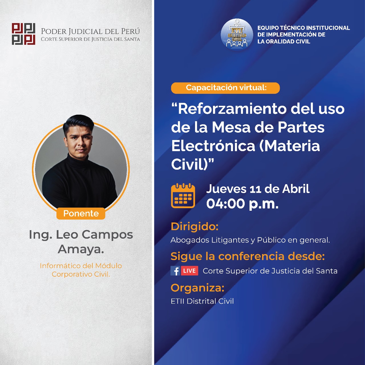 REFORZAMIENTO DEL USO DE LA MESA DE PARTES ELECTRÓNICA (MATERIA CIVIL)
